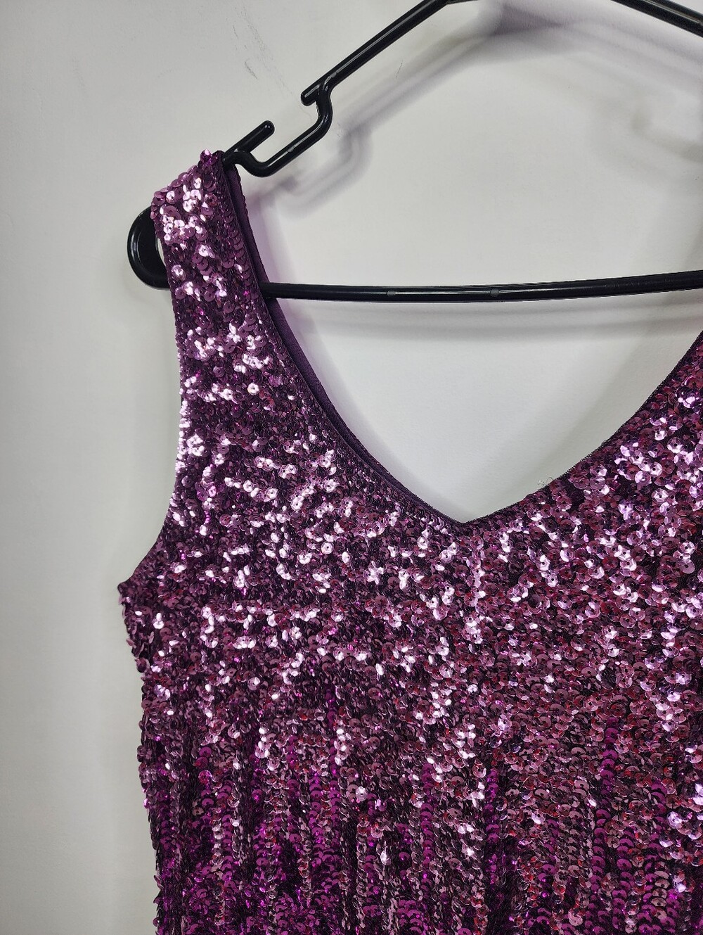 V Neck Sequin Glitter Bodycon Stretchy Mini Party Dress, Large - Picture 3 of 8